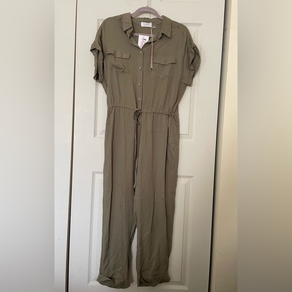 Linen Jumpsuit, Olive Green